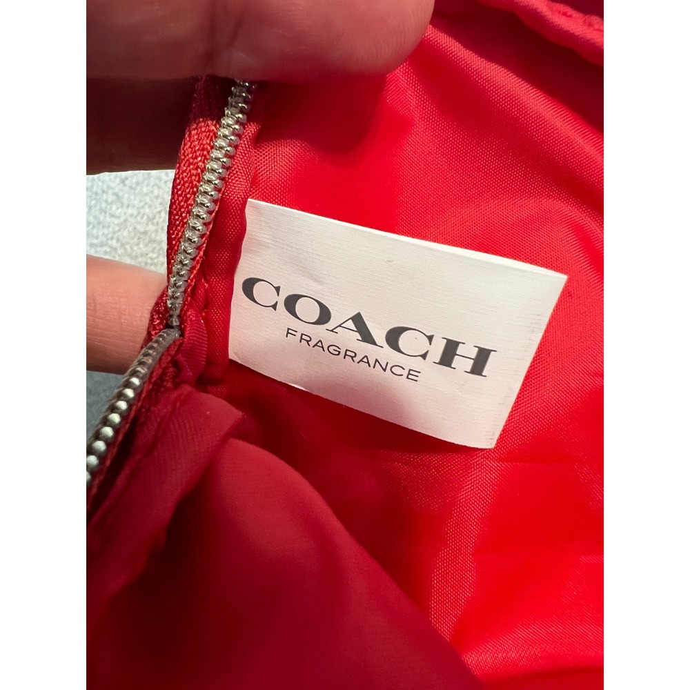 Coach Fragrance Red Glitter Cosmetic Pouch Makeup Bag Gold Zip Small New - Picture 9 of 12